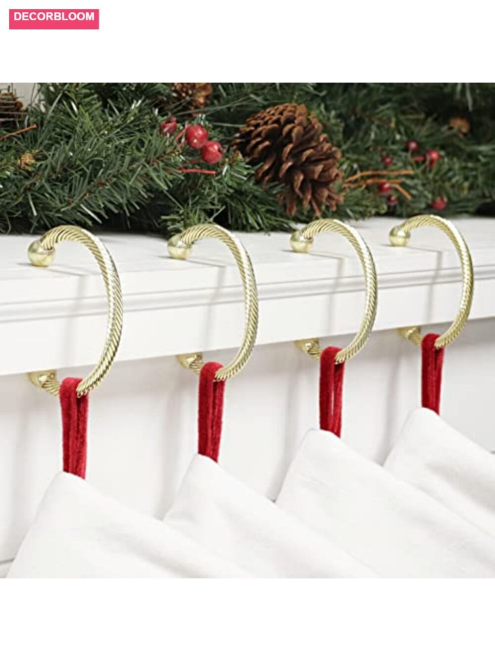 Adjustable Christmas Stocking Holders Mantel Clips Set of 4
